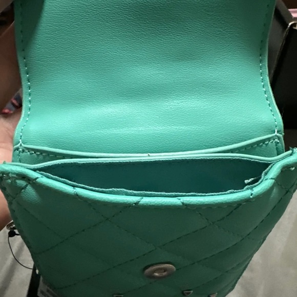 Badgley Mishka Teal Vegan Leather Crossbody Bag Purse Phone Case with Studs - Picture 9 of 9
